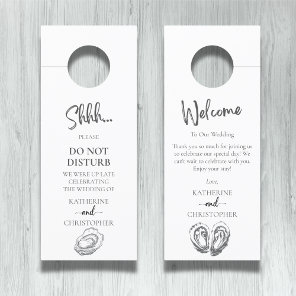 Oysters Black White Shhh Do Not Disturb Wedding Door Hanger