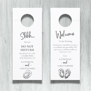 Oysters Black White Shhh Do Not Disturb Wedding Door Hanger