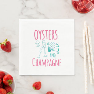 Oysters & Champagne Coastal Cocktail Entertaining Napkins