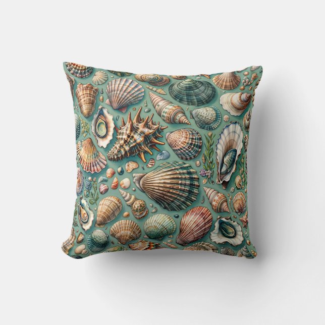 Oysters Clams Scallops Mussels Throw Pillow (Front)