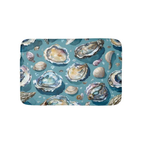 Oysters Clams Seashells Pattern Bath Mat