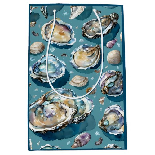 Oysters Clams Seashells Pattern Medium Gift Bag