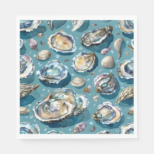 Oysters Clams Seashells Pattern Napkins (Front)
