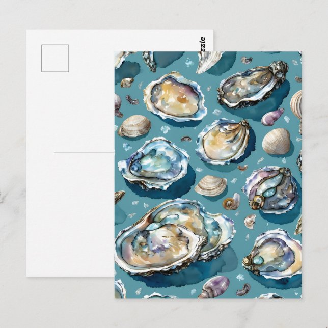 Oysters Clams Seashells Pattern Postcard (Front/Back)