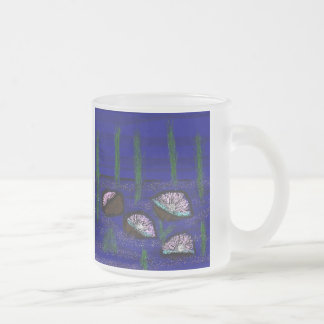 oysters frosted glass coffee mug