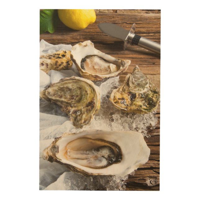Oysters On Ice Wood Wall Decor (Front)