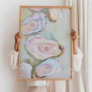 Oysters Painting Wall Print Pastel High Res