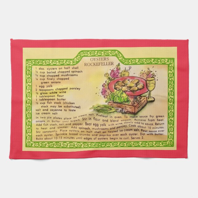 Oysters Rockefeller Recipe Kitchen Towel (Horizontal)