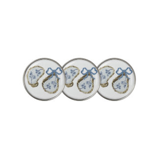 Oysters With Blue Bow  Golf Ball Marker