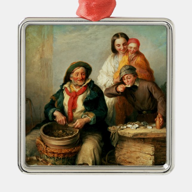Oysters, Young Sir? Metal Ornament (Front)