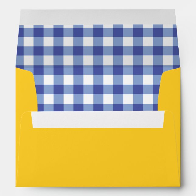 Oz Blue Gingham Birthday Party Invitation Envelope (Back (Bottom))