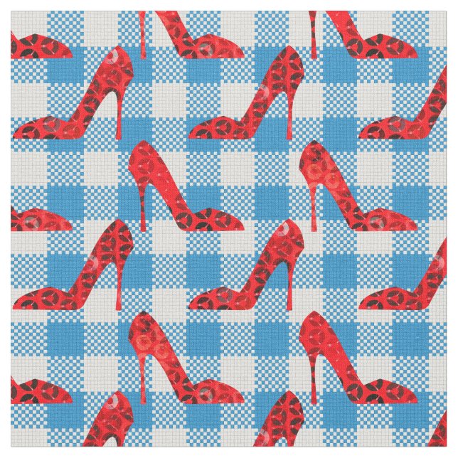 oz blue gingham ruby slippers fabric (Close Up)