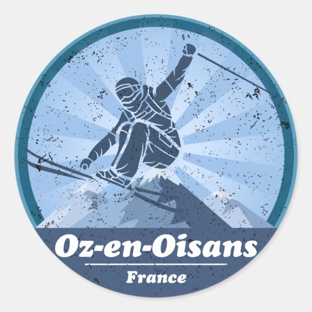 Oz-En-Oisans Ski resort - Skiing Classic Round Sticker (Front)