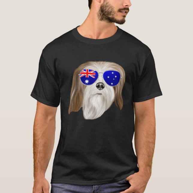 OZ Flag Lhasa Apsos Dog Australia Pocket T-Shirt (Front)