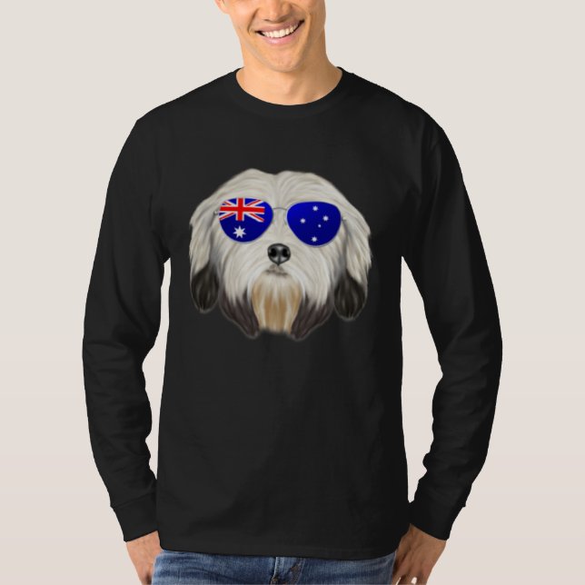 OZ Flag Lowchen Dog Australia Pocket T-Shirt (Front)