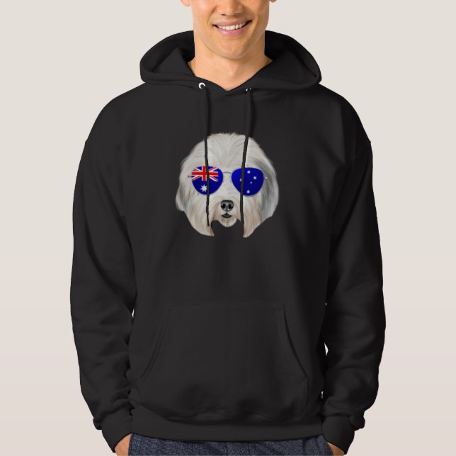 OZ Flag Old English Sheepdog Dog Australia Pocket Hoodie (Front)