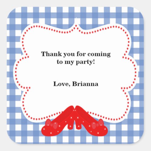 Oz Gingham Birthday Party Favor Sticker Labels
