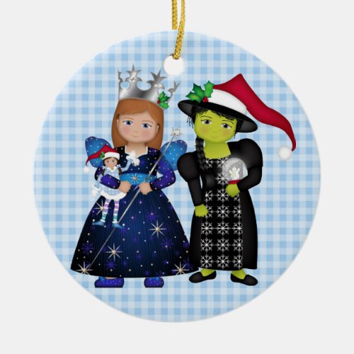 Oz_Some Merry Christmas Glinda and Wicked Witch 2 Ceramic Ornament