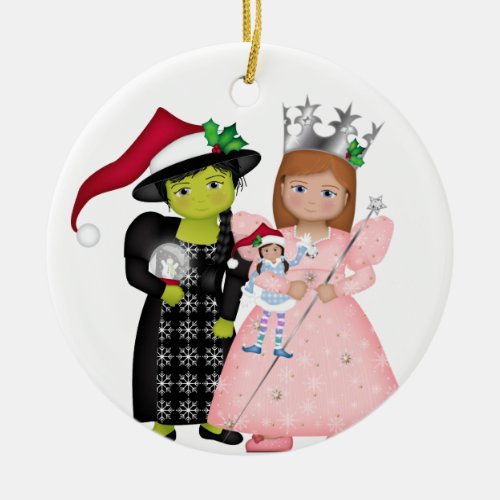 Oz_Some Merry Christmas Glinda and Wicked Witch Ceramic Ornament