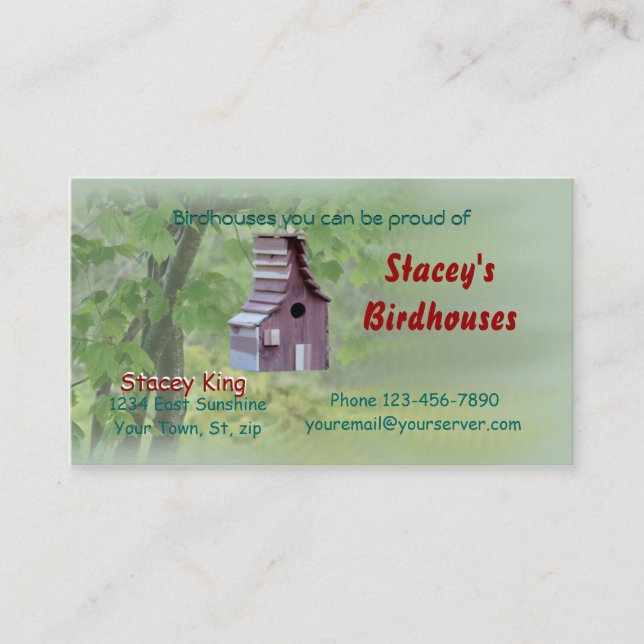 Ozark Cedar Birdhouse2 Business Cards-customize Business Card (Front)