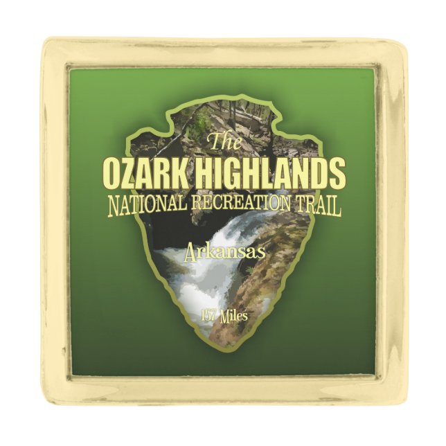 Ozark Highlands (arrowhead) Gold Finish Lapel Pin (Front)