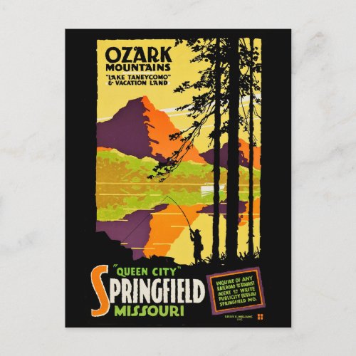 Ozark Mountains and Springfield Missouri Postcard