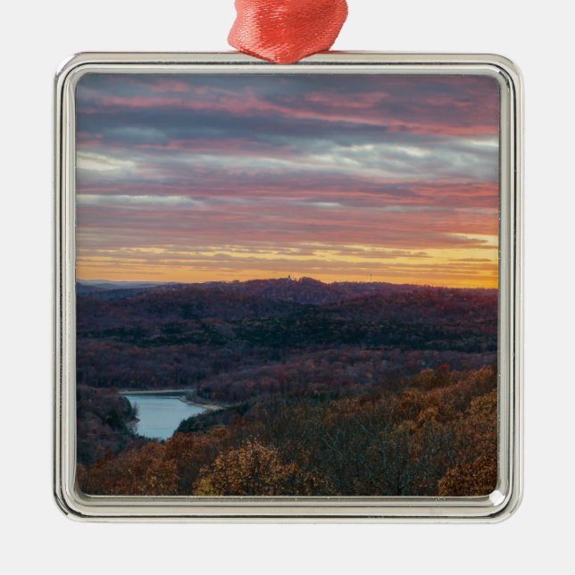 Ozark Mountains Autumn Sunset Metal Ornament (Front)