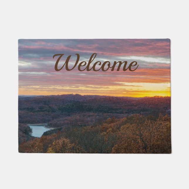 Ozark Mountains Autumn Sunset Welcome Doormat (Front)