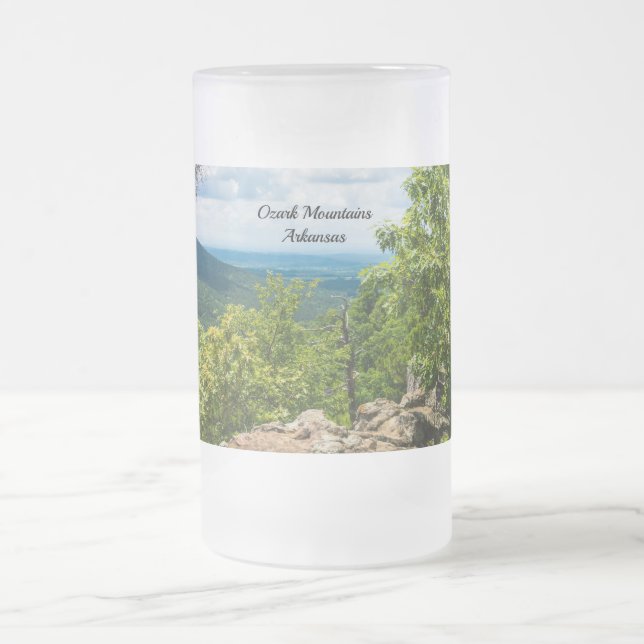 Ozark National Forest Cliff View Frosted Glass Bee Beer Mug (Center)