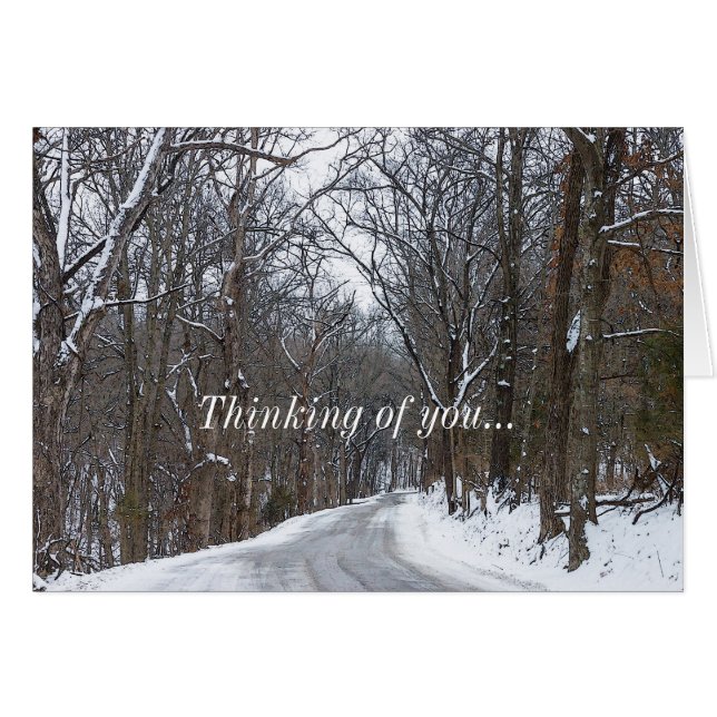Ozark Snow Covered Road Painterly Thinking Of You Cards (Front Horizontal)
