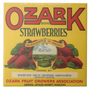 Ozark Strawberry Crate Label Ceramic Tile
