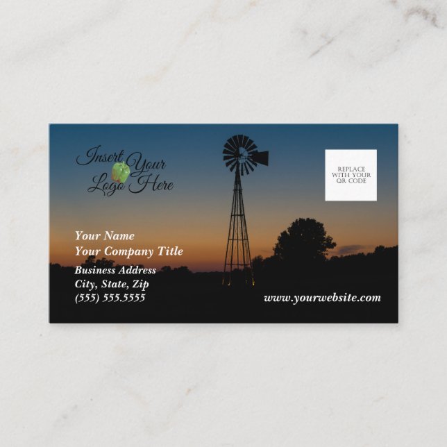 Ozark Windmill Sunset Business Card (Front)
