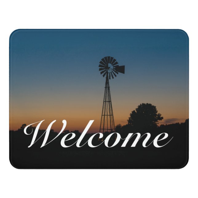 Ozark Windmill Sunset Welcome Door Sign (Contemporary Front)