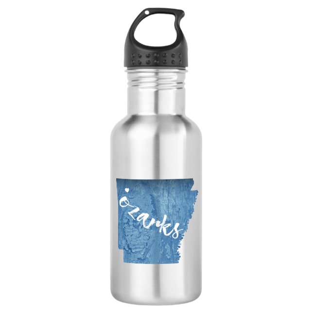 Ozarks, Arkansas Wood Grain Stainless Steel Water Bottle (Front)