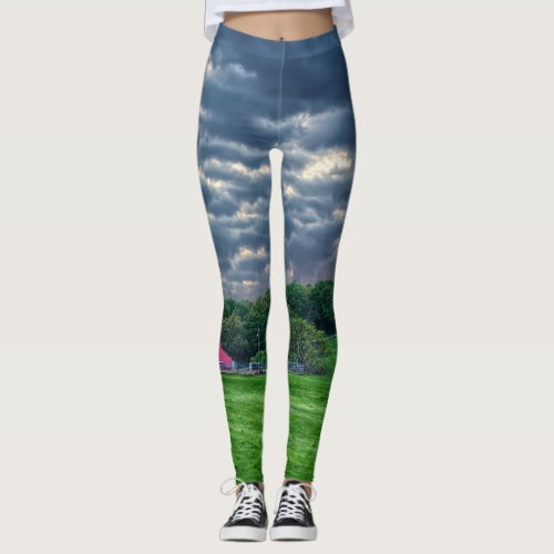 Ozarks Cloudy Farm Sunset Leggings