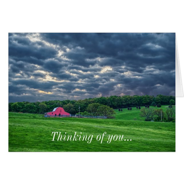 Ozarks Cloudy Farm Sunset Thinking Of You Cards (Front Horizontal)