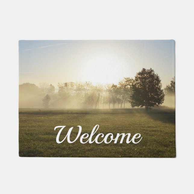 Ozarks Morning Fog Welcome Doormat (Front)