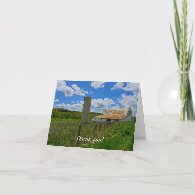 Ozarks Old Barn and Silo Thank You Card (Front)