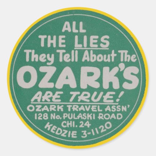 Ozarks Vintage Travel Luggage Label