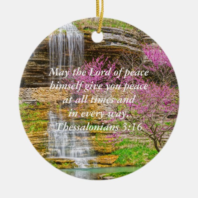 Ozarks Waterfall Spring Bluff Ceramic Ornament (Front)