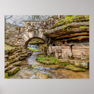 Ozarks Waterfall Under Bridge Poster