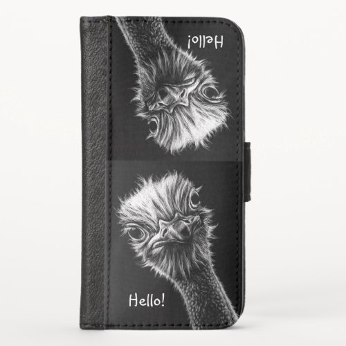 Ozzie Ostrich I phone 10 wallet case