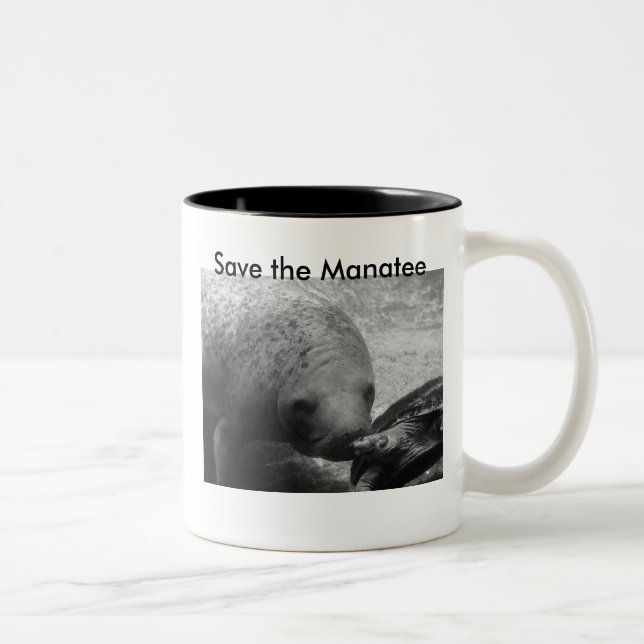 P1100366  Manatee &amp; Turtle    300, Save the... Two-Tone Coffee Mug (Right)