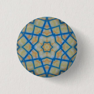 P25C Unique Blue Yellow Colorful Abstract Mandala Button