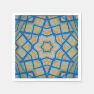 P25C Unique Blue Yellow Colorful Abstract Mandala Napkins