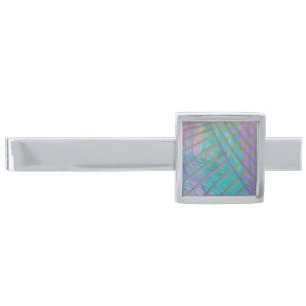 P34 Unique Colorful Abstract Art Silver Finish Tie Bar