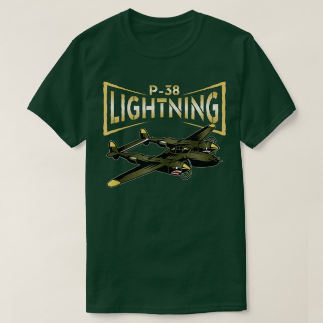 P38 Lighting WW2 Plane Aircraft Aviation Airplane  T-Shirt (Design Front)
