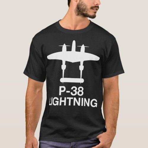P38 Lightning Vintage Military Aircraft T_Shirt