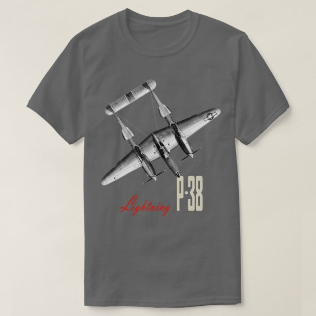 P38 Lightning WW2 fighter aircraft airplane T-Shirt (Design Front)
