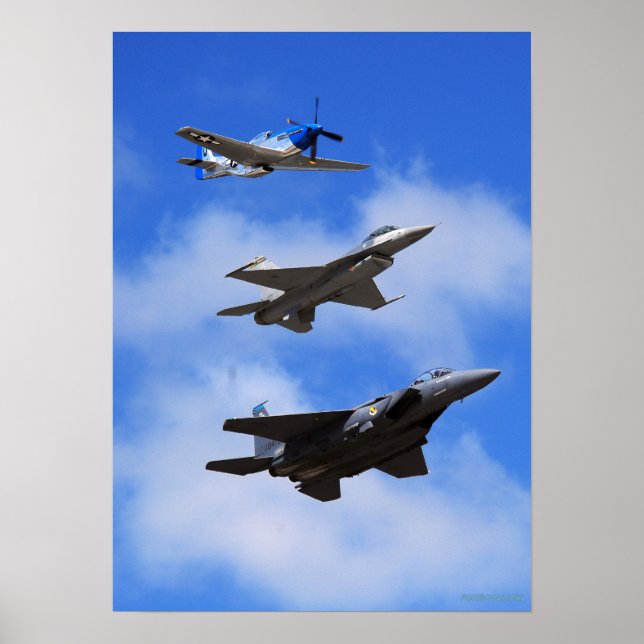 P51 F16 F15 in formation Poster (Front)